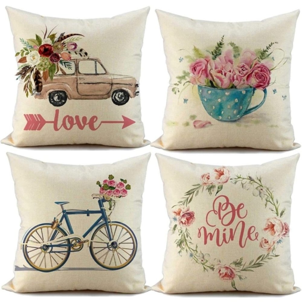 4pcs 18x18 Valentines Day Decorative Pillow Covers
